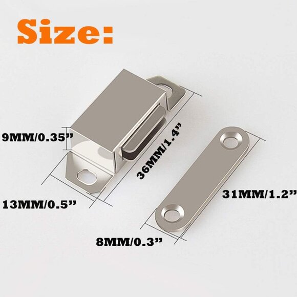 Stainless Steel Mini Magnetic Cabinet & Door Latch/Catch Closures Pack of 4 - Picture 2 of 7